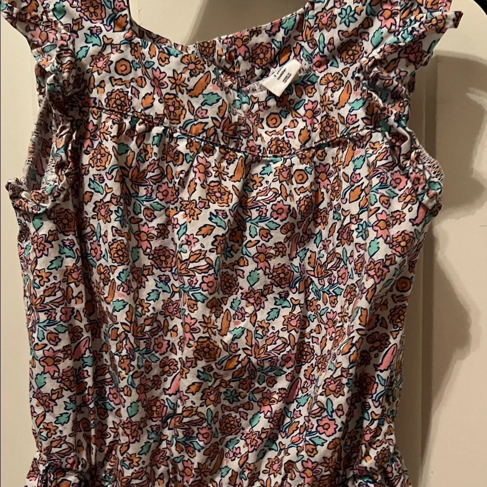 babyGap Poplin Romper Floral Ruffle Sleeve Dress White ditsy floral Size 5